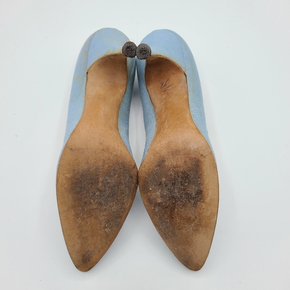 Vintage Mademoiselle Triumph Last Embroidered Floral Baby Blue Pumps Heels - Picture 8 of 10